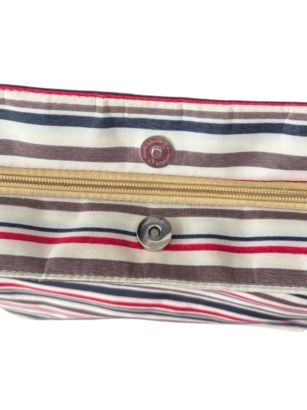 Kate Spade Striped Shoulder Bag Tote Tan Red Navy Travel Nautical Coastal Luxury